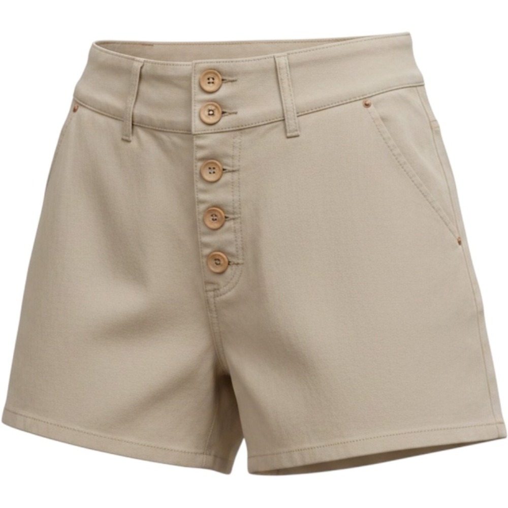 Dear John Nolan Shorts Khaki Tan High Waisted Button Fly Stretch Twill‎ Size 31